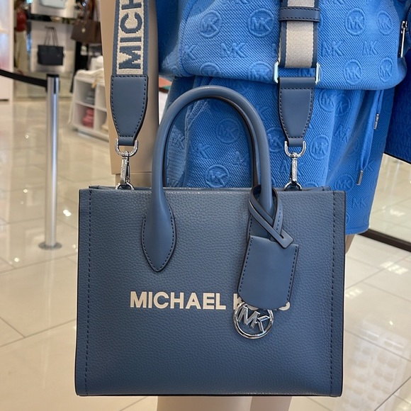 Michael Kors Mirella Small Pebbled Leather Shopper Top Zip Crossbody XBODY Tote - Picture 2 of 16